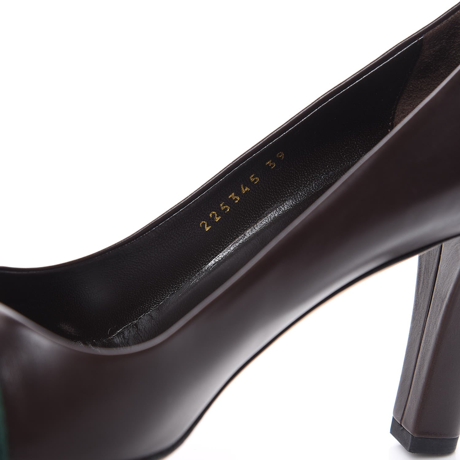 Gucci Calfskin Interlocking GG Web Mid Heel Pumps 39 Dark Cocoa 7 of 8