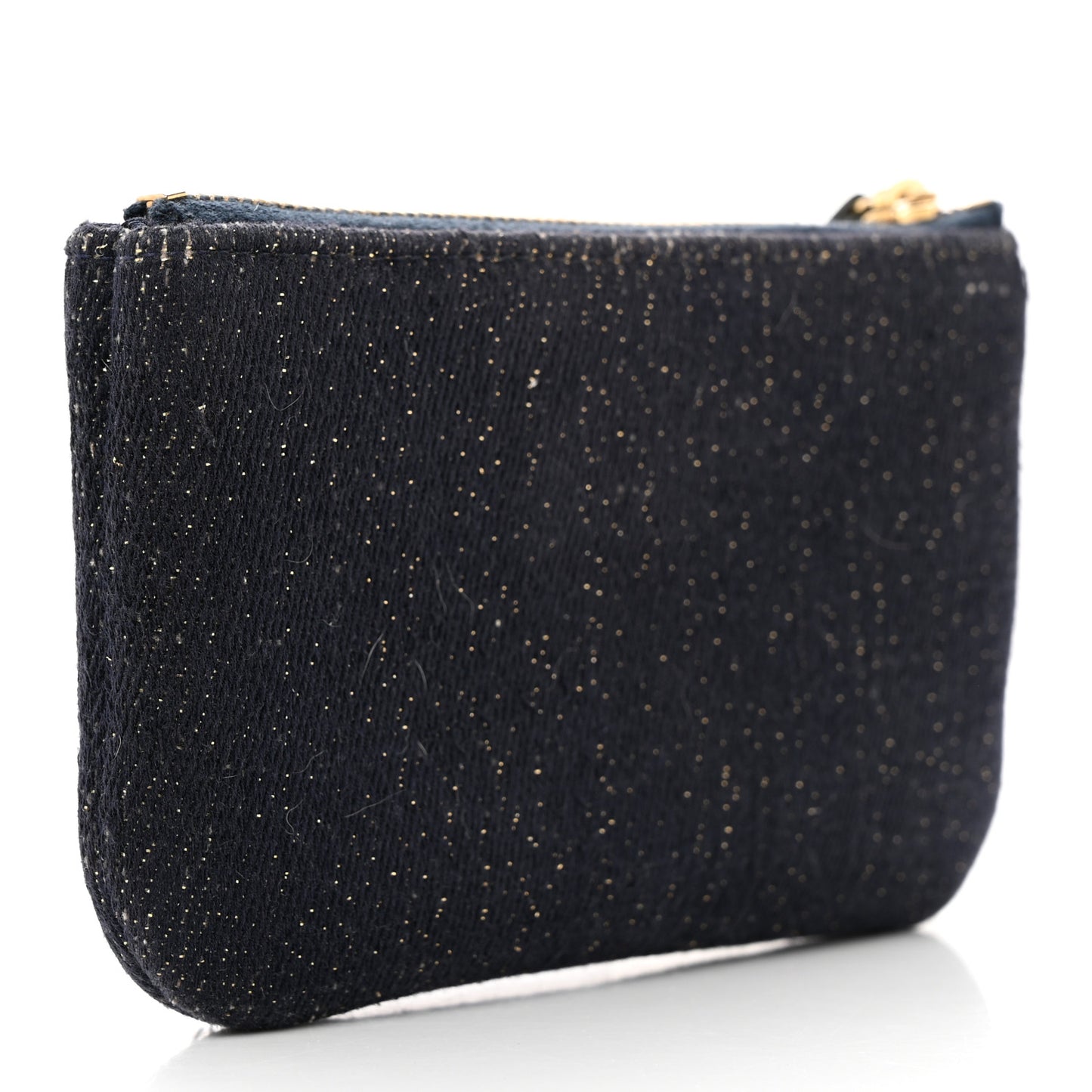 Lurex Canvas Deauville Cosmetic Pouch Navy Blue Gold