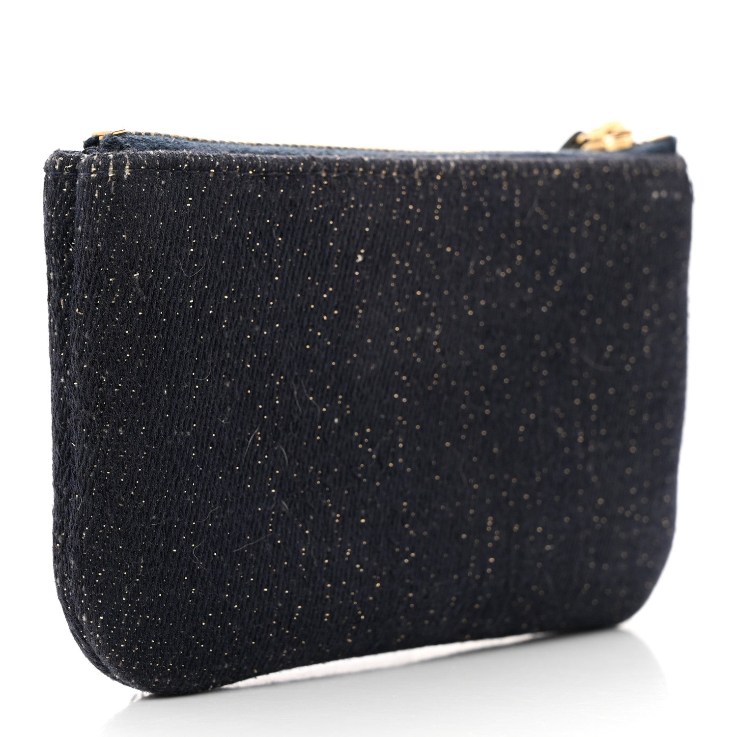 Chanel Lurex Canvas Deauville Cosmetic Pouch Navy Blue Gold 3 of 12