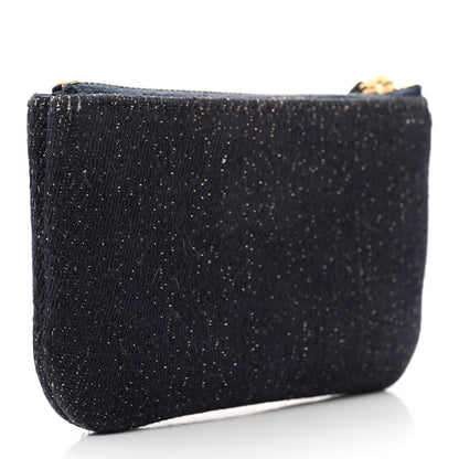 Chanel Lurex Canvas Deauville Cosmetic Pouch Navy Blue Gold 3 of 12