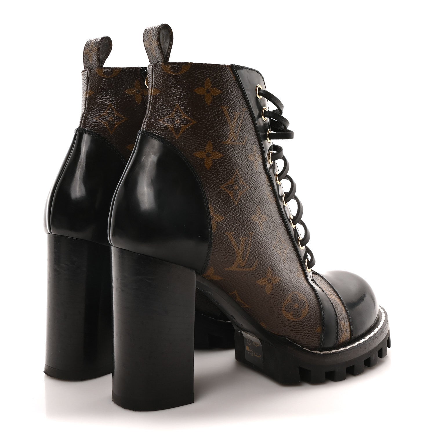 Louis Vuitton Patent Calfskin Monogram Star Trail Ankle Boots 38 Black 5 of 9