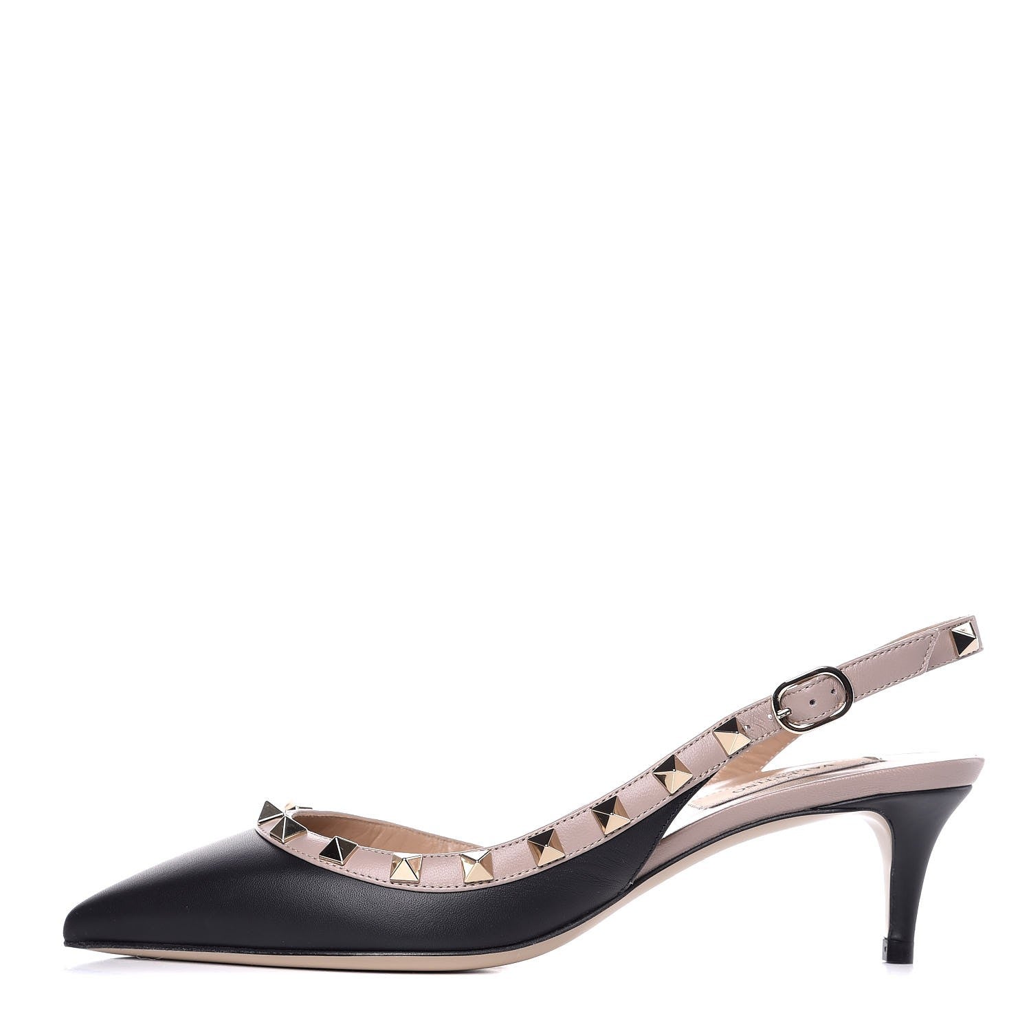 Valentino Garavani Nappa Rockstud Half D'Orsay Slingback 50mm Pumps 36 Black Poudre 1 of 7