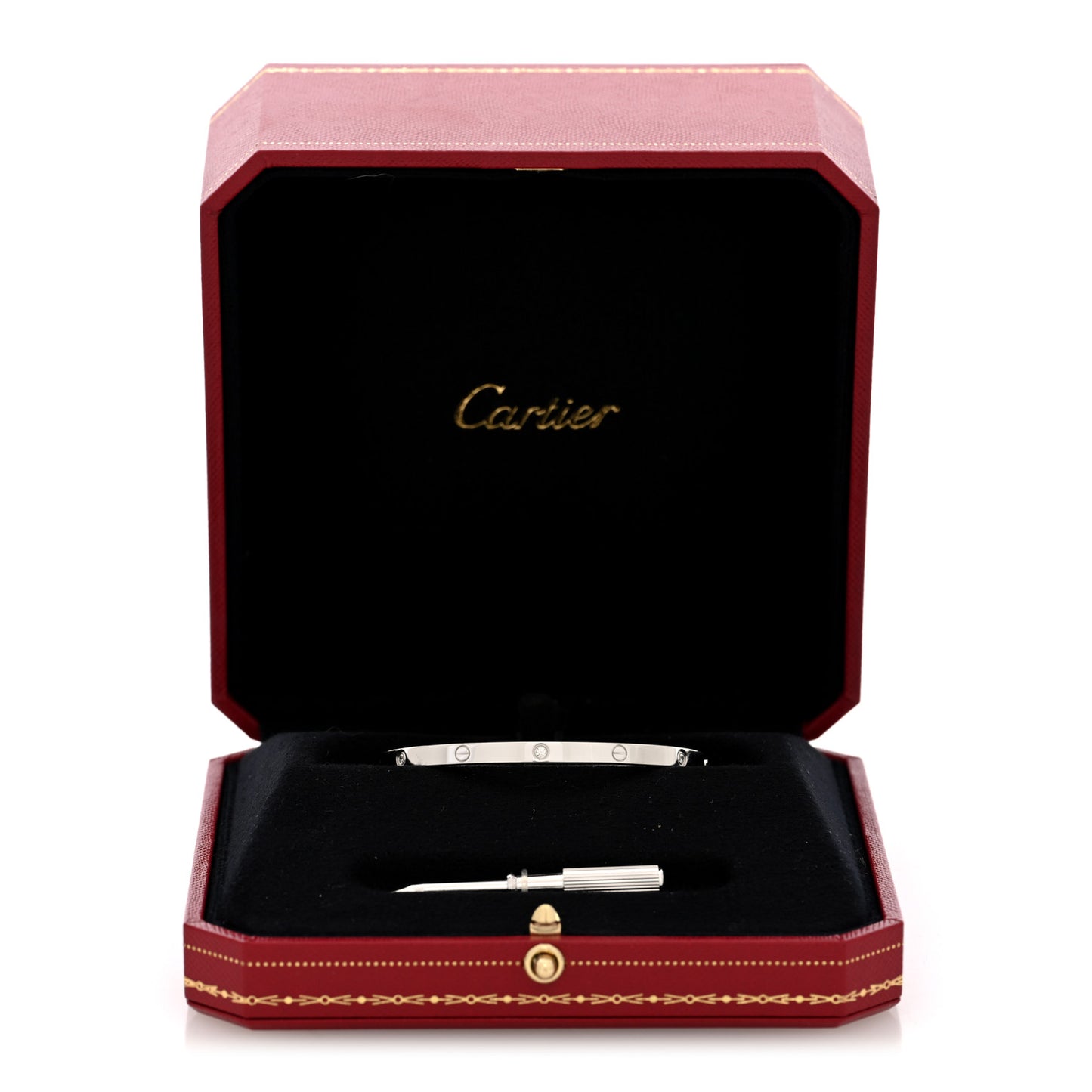 18K White Gold 6 Diamond Small LOVE Bracelet 16