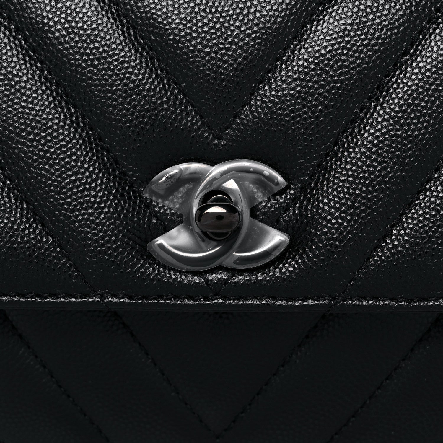 Chanel Caviar Chevron Quilted Mini Coco Handle Flap So Black 8 of 14