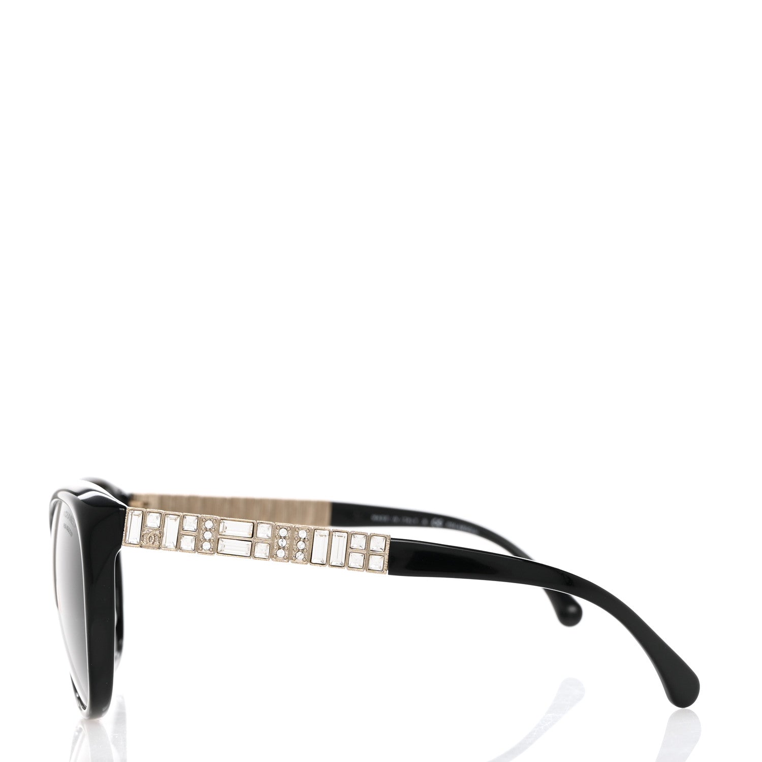 Chanel Crystal Baguette Polarized Cat Eye Sunglasses 5309-B-A Black 3 of 7