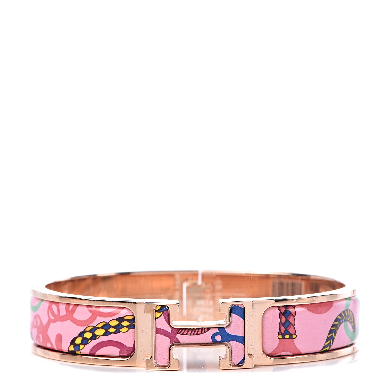 Hermes Enamel Panoplie Equestre Narrow Clic Clac H Bracelet PM Pink Delirium 1 of 5
