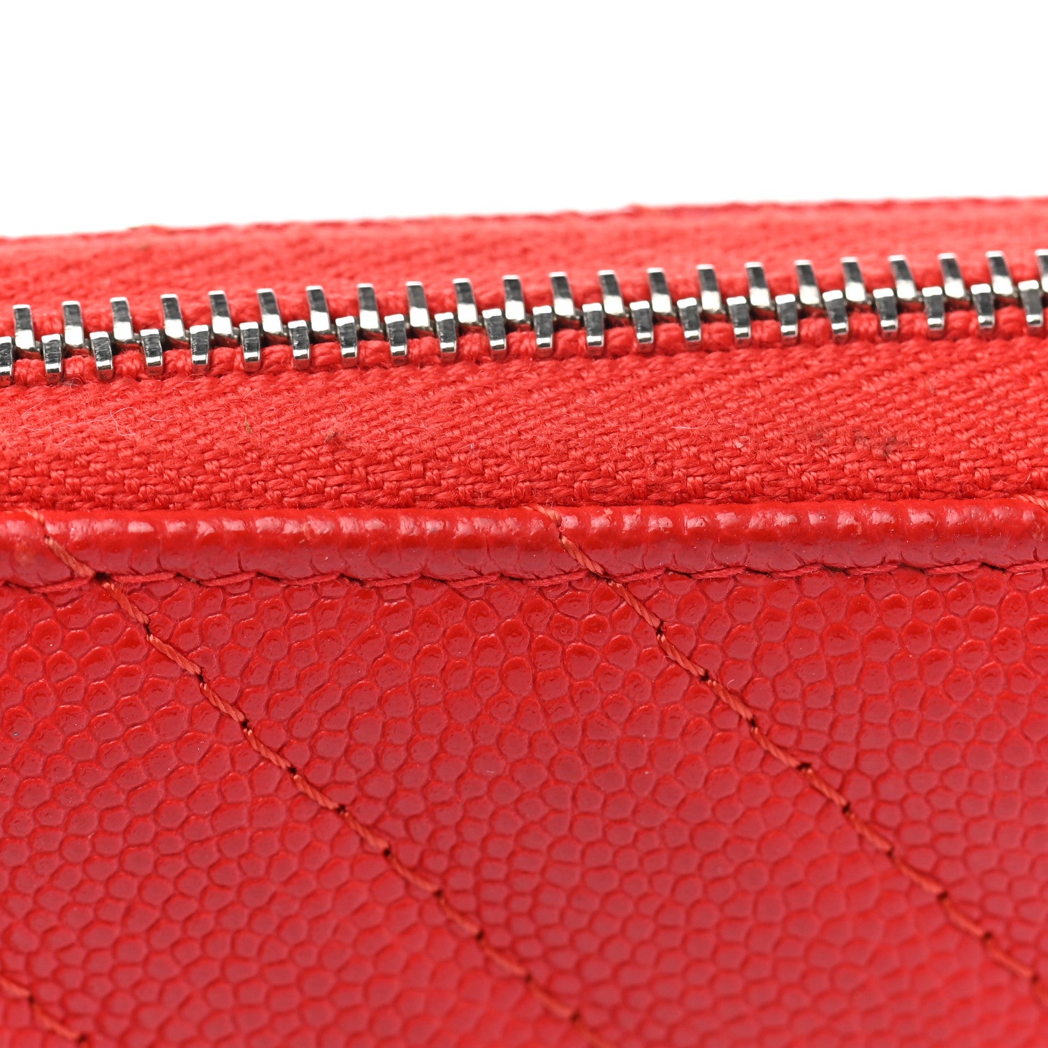 Chanel Caviar Chevron Quilted Medium Zip Around Wallet Red 13 of 18
