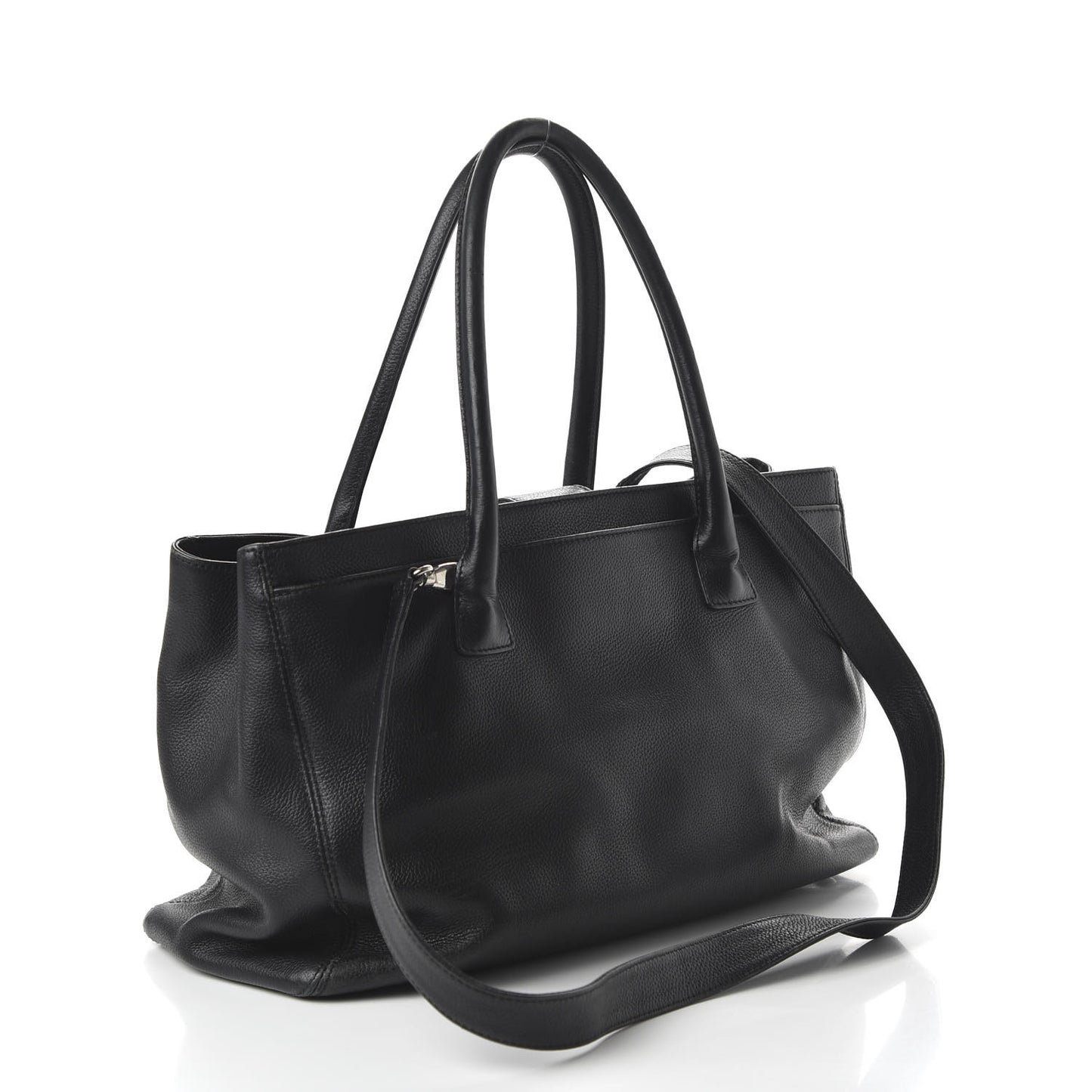 Calfskin Cerf Executive Shopper Tote Black