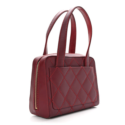 Chanel Calfskin Contrast Stitch Small Surpique Bowler Red 3 of 8