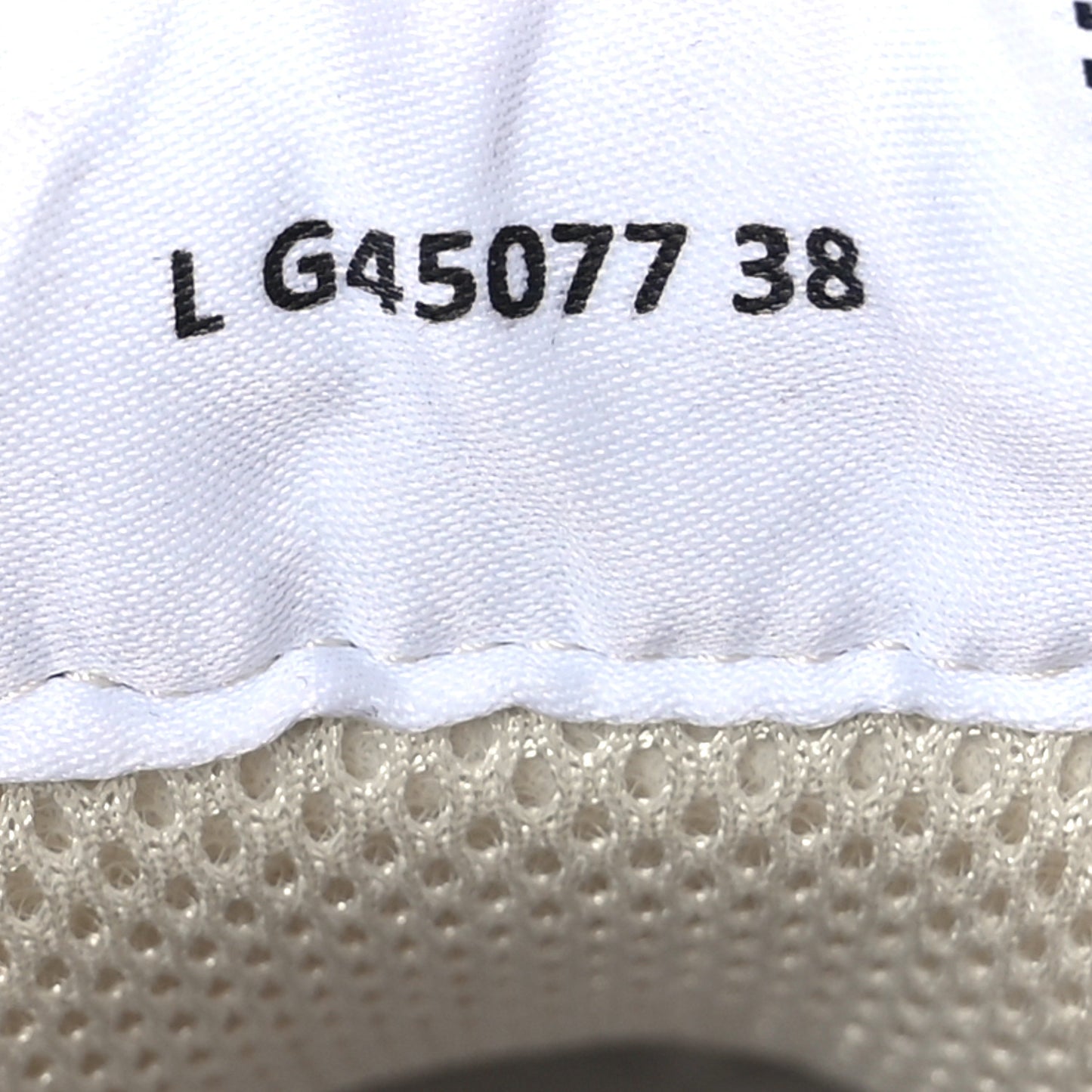 Fabric Laminated Calfskin Stretch CC Womens Sneakers 38 Brown Dark Grey