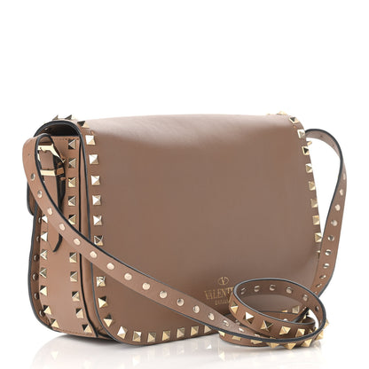 Valentino Garavani Vitello Medium Rockstud Flap Saddle Bag Nocciola 3 of 11