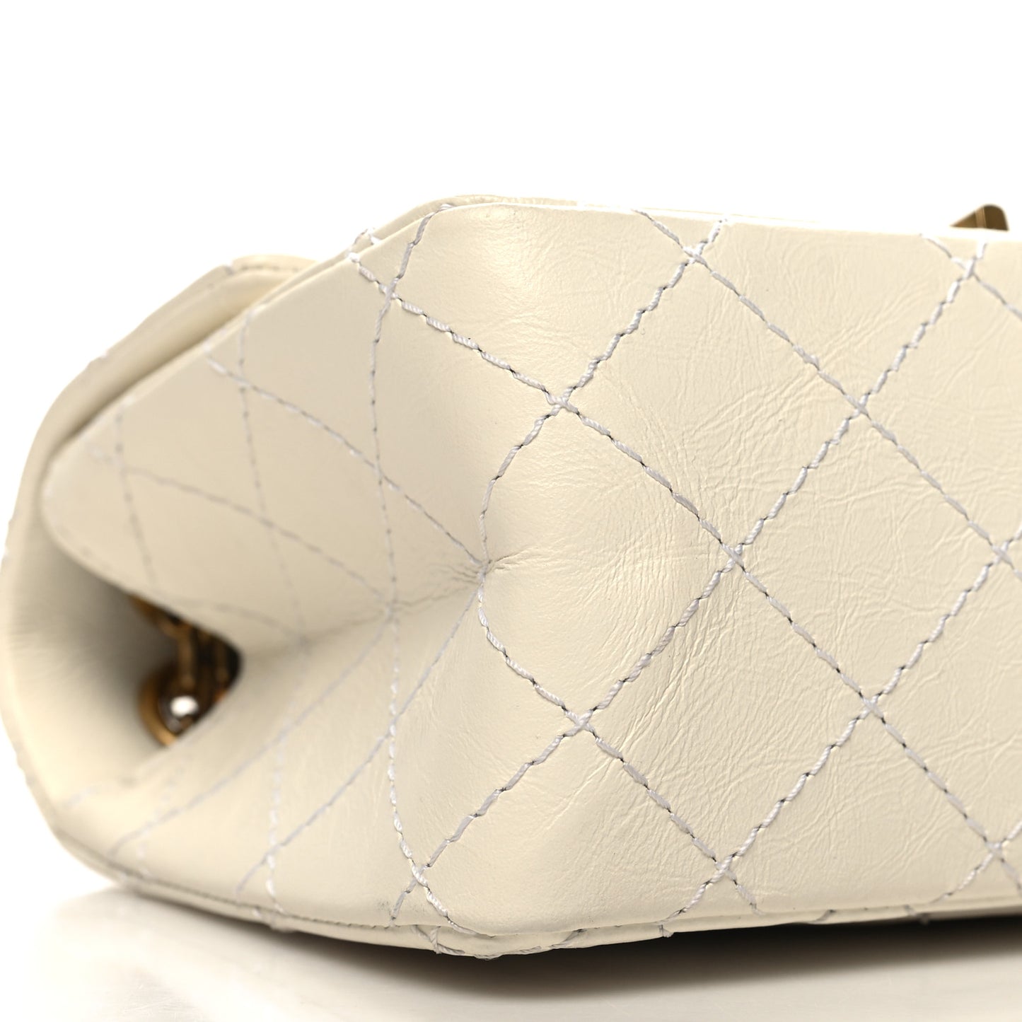 Aged Calfskin Quilted 2.55 Reissue Mini Flap White
