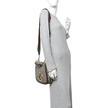 Gucci GG Supreme Monogram Textured Dollar Calfskin Web Medium Blondie Shoulder Flap Bag Beige Ebony New Acero 2 of 10