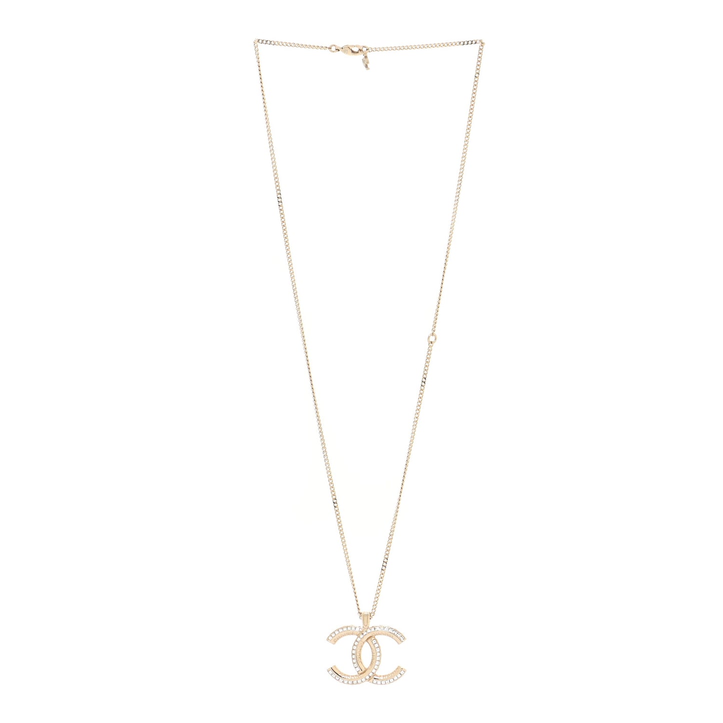 Crystal CC Chain Necklace Gold