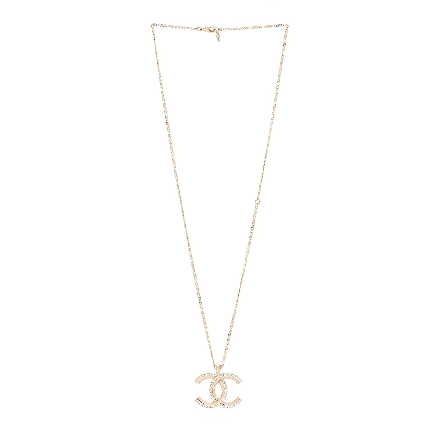 Chanel Crystal CC Chain Necklace Gold 3 of 5