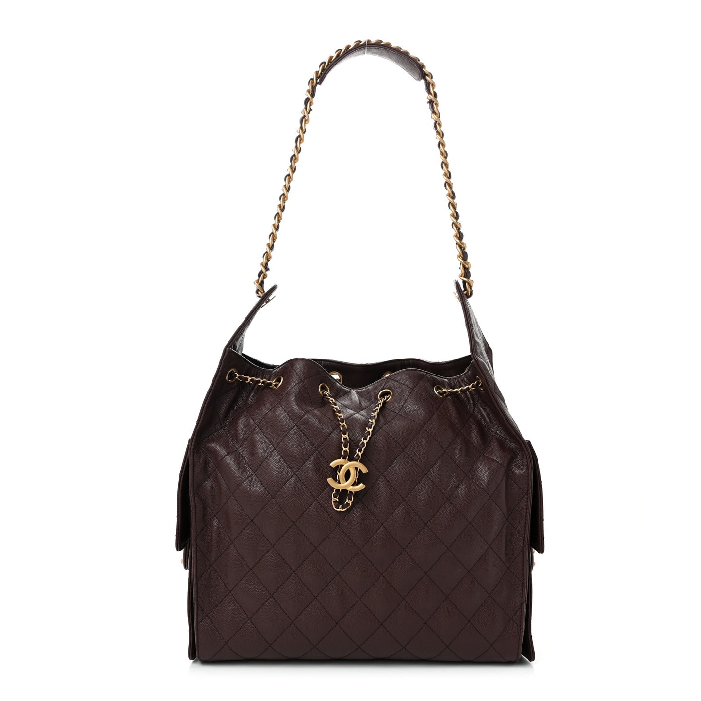 Caviar Quilted Medium Chanel 25 Handbag Dark Brown