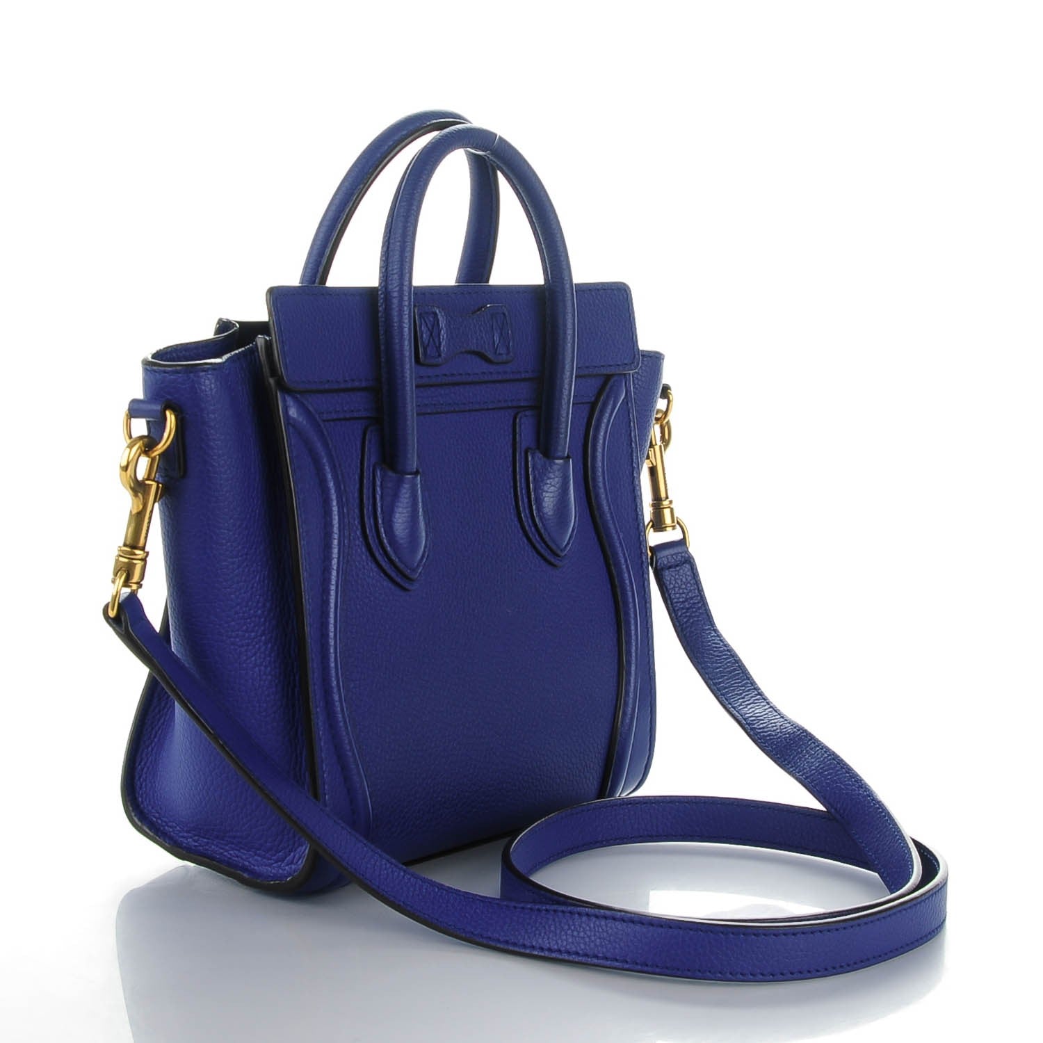 Celine Drummed Calfskin Nano Luggage Indigo 3 of 6