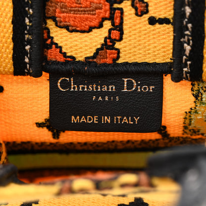 Christian Dior Canvas Embroidered Pixel Zodiac Mini Book Tote Phone Bag Jaune Multicolor 6 of 11