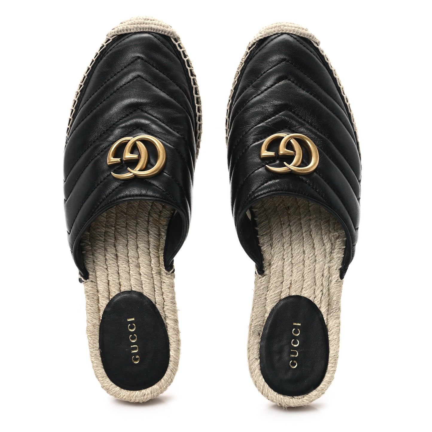 Nappa Matelasse GG Marmont Espadrille Slippers 38 Black