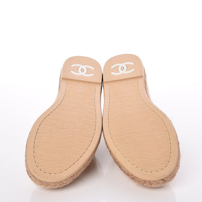 Chanel Patent CC Loafers Espadrille 35 Beige 5 of 9