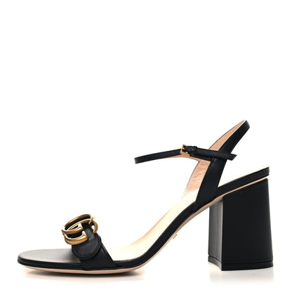 Gucci Lifford Calfskin GG Marmont Ankle Wrap 75mm Sandals 39 Black 1 of 8