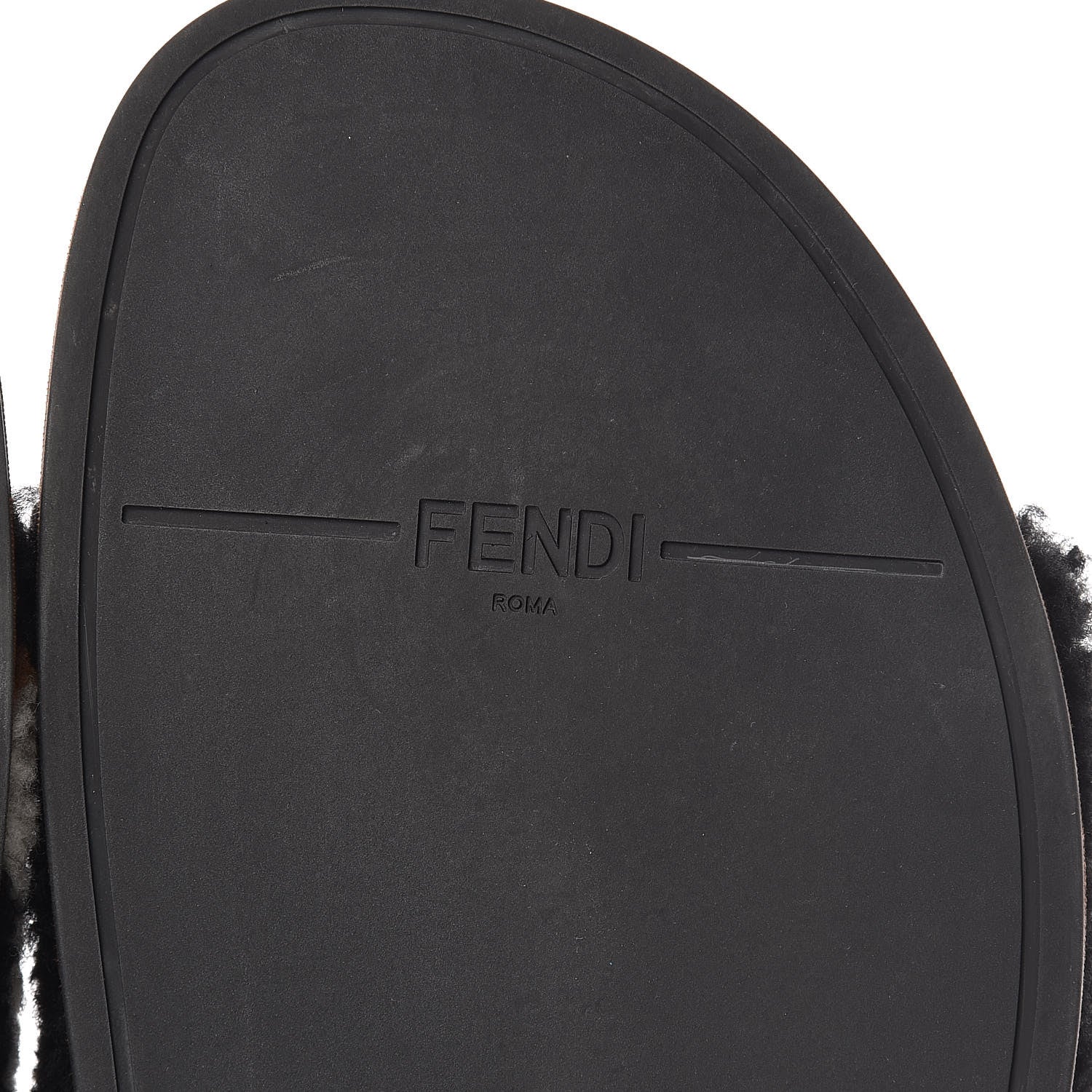 Fendi Shearling Logo Slide Sandals 39 Black Latte Brownie 8 of 11