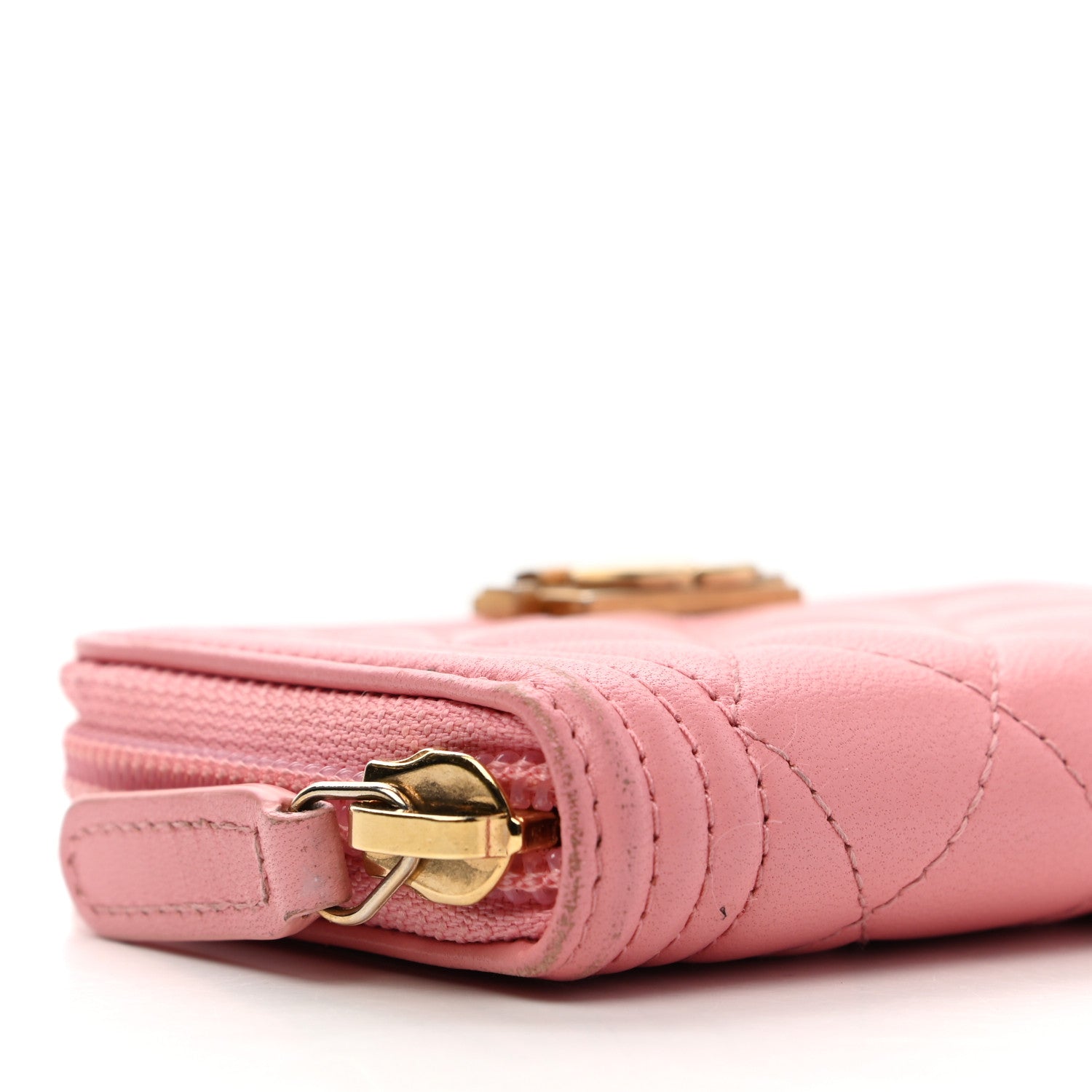 Chanel Lambskin Quilted Boy Zip Around Coin Purse Wallet Pink 8 of 11