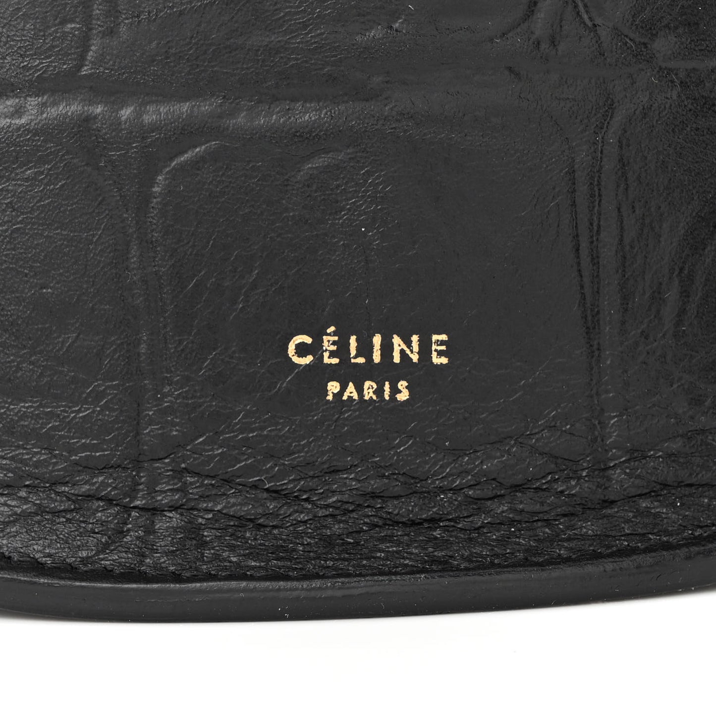 Calfskin Crocodile Embossed Curved Clutch Black