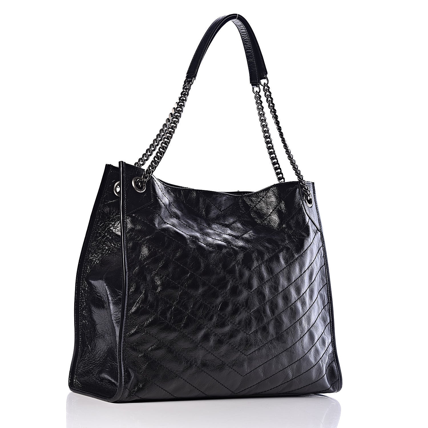 Saint Laurent Crinkled Calfskin Matelasse Monogram Niki Shoulder Bag Black 3 of 9