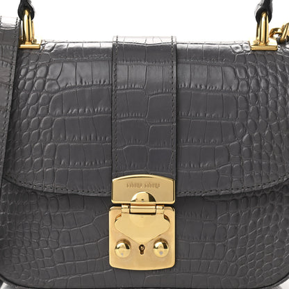 Miu Miu Crocodile Print Calfskin Top Handle Bag Mercurio 7 of 10