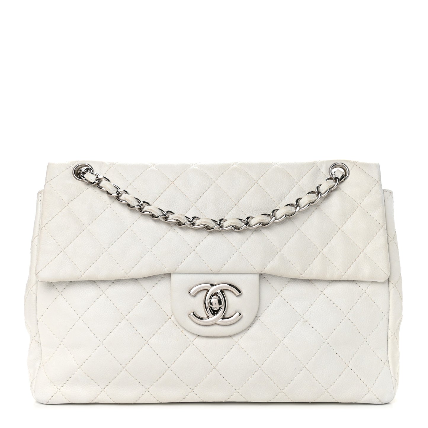 Caviar Quilted Maxi Single Flap White