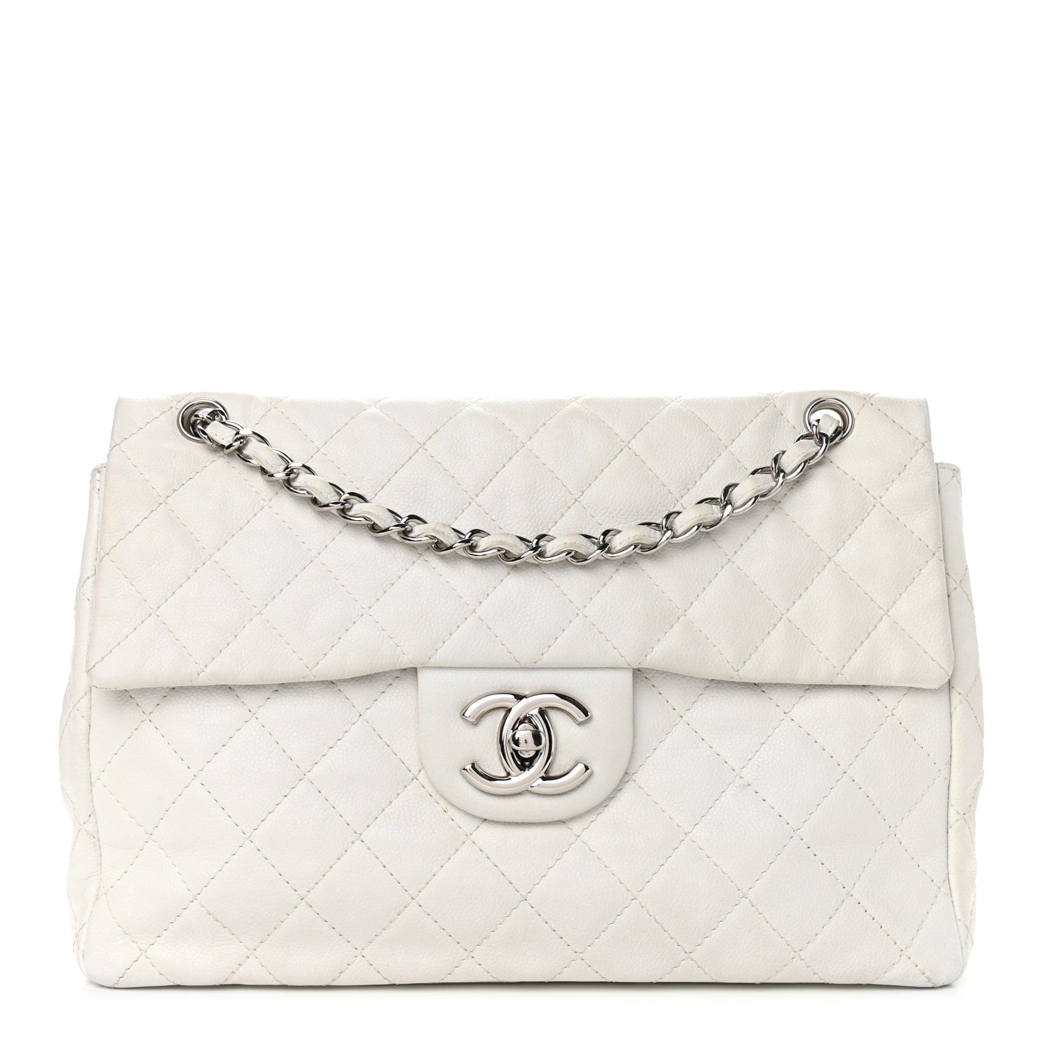 Chanel Caviar Quilted Maxi Single Flap White 1 of 11