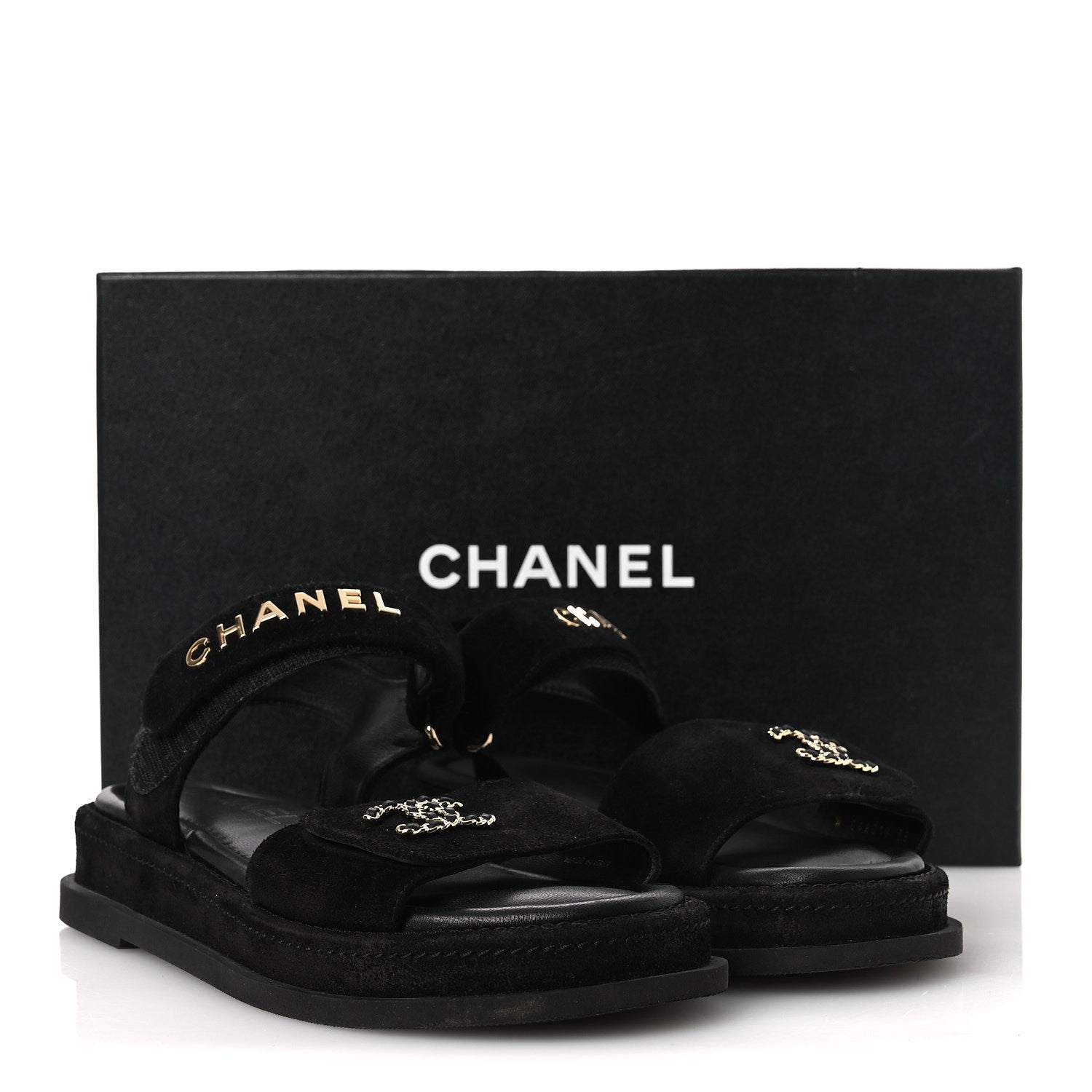 Chanel Suede Calfskin Dad Sandals 38 Black 11 of 11