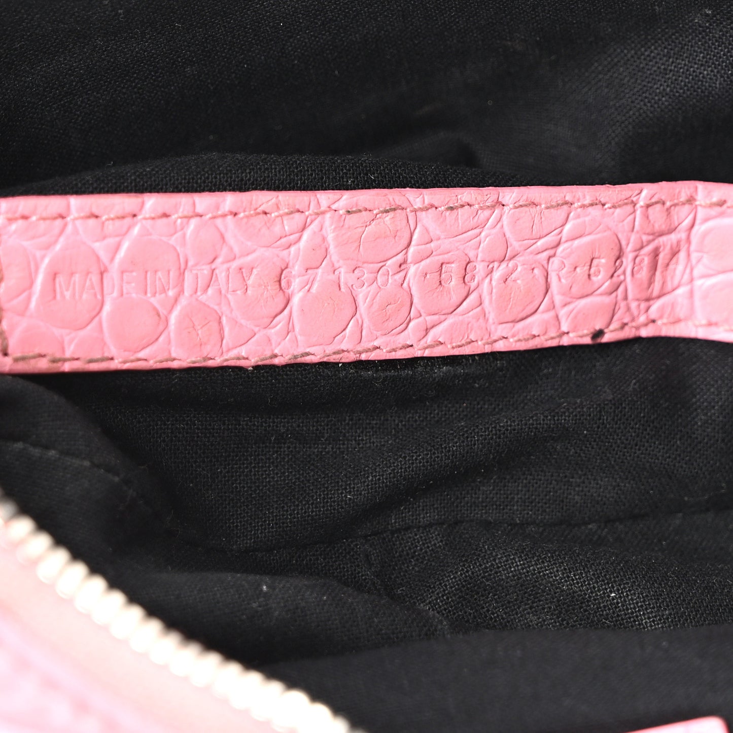 Extra Supple Calfskin Crocodile Embossed Small Le Cagole Shoulder Bag Sweet Pink