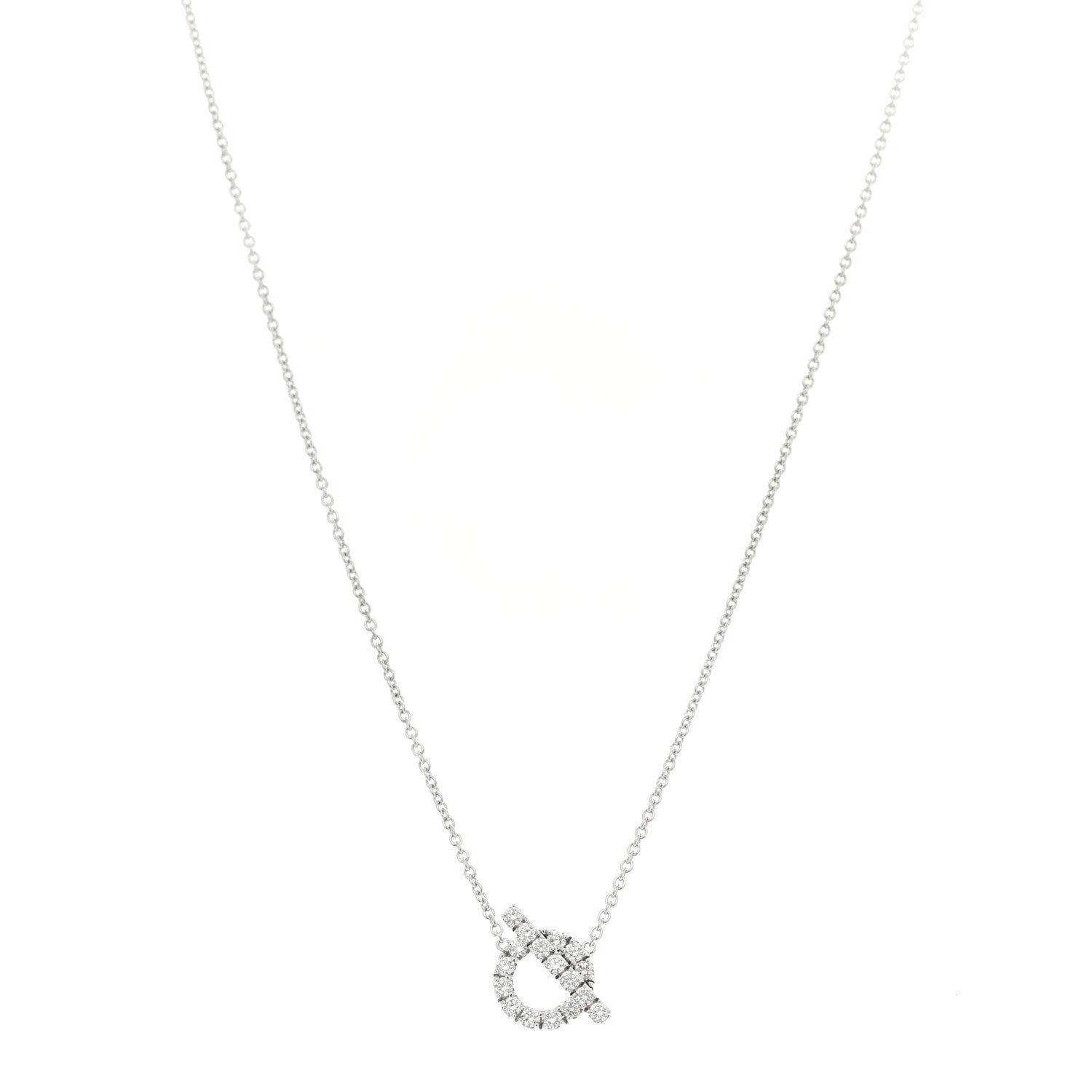 Hermes 18K White Gold Diamond Finesse Pendant Necklace 1 of 5