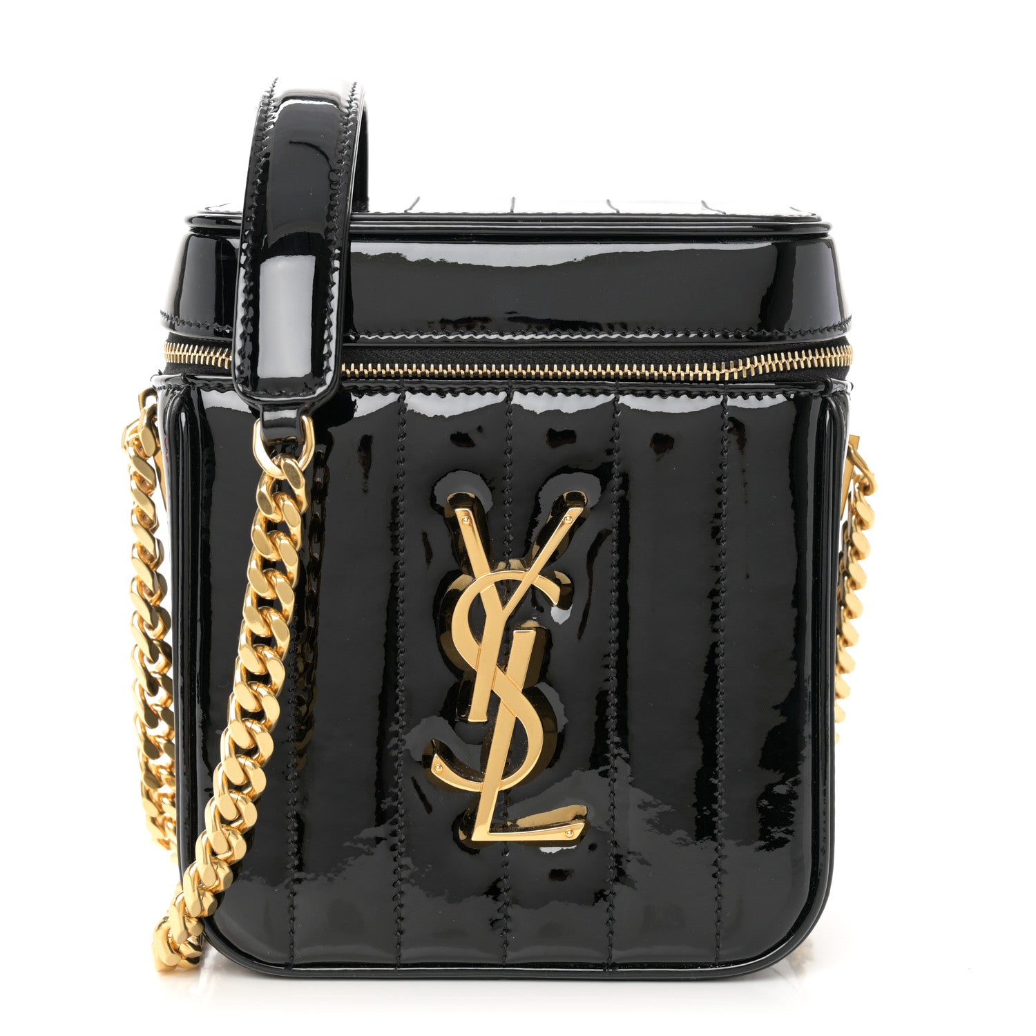 Saint Laurent Patent Matelasse Monogram Vicky Vanity Black 1 of 10