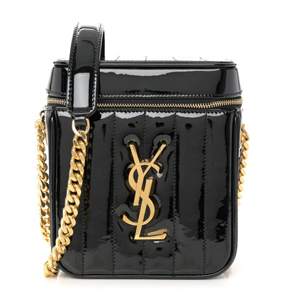 Saint Laurent Patent Matelasse Monogram Vicky Vanity Black 1 of 10