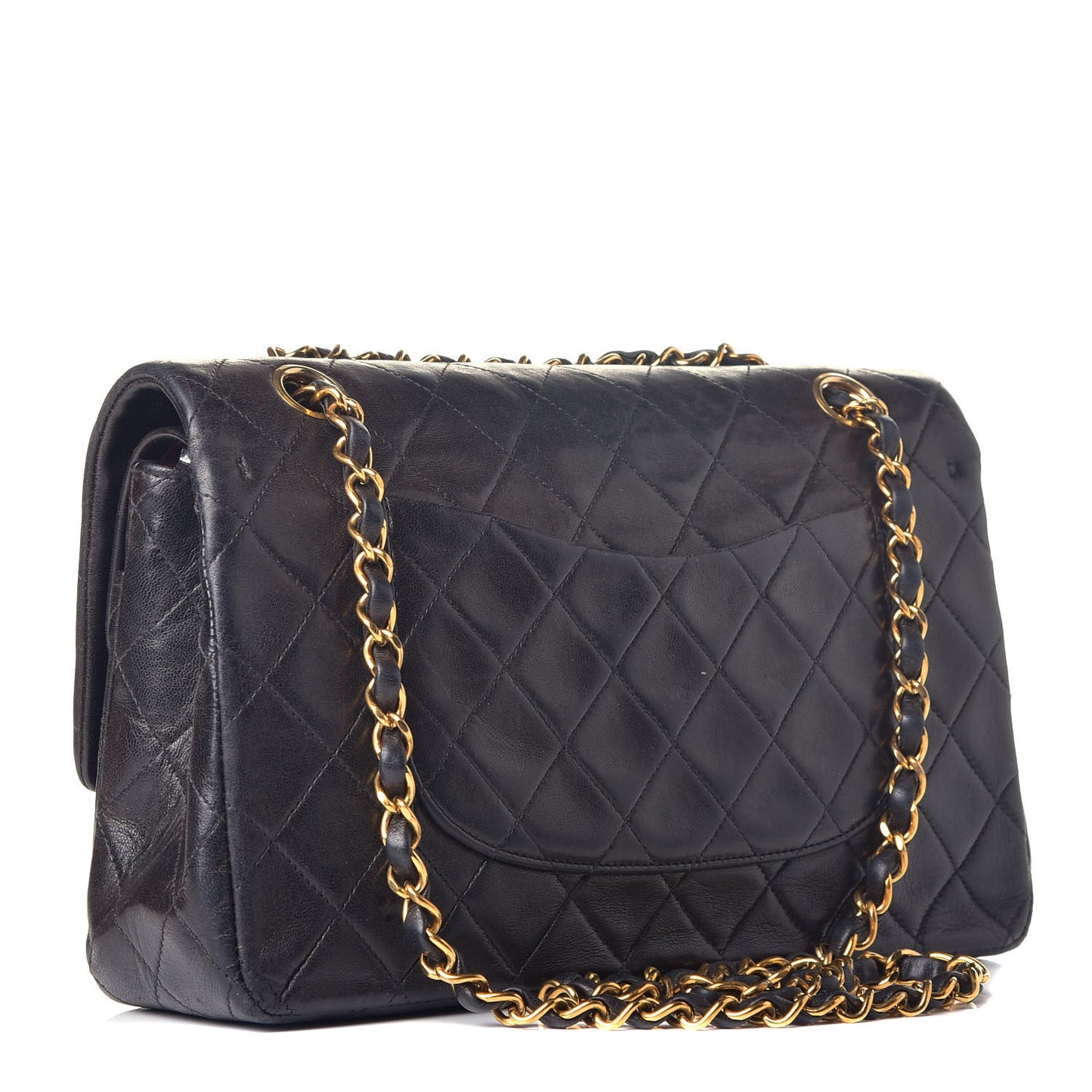 Lambskin Quilted Medium Double Flap Black