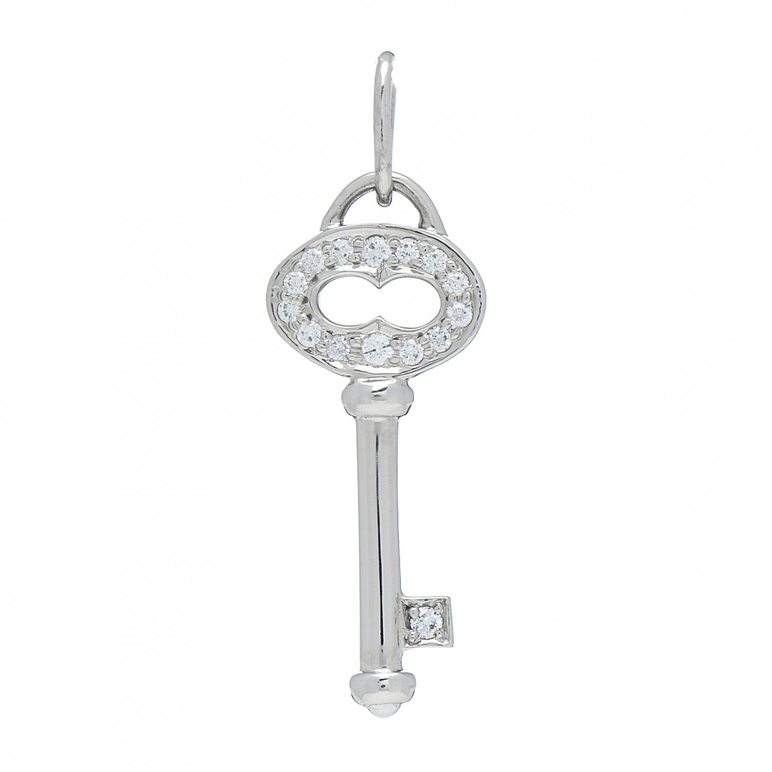 Tiffany Platinum Diamond Mini Oval Key Pendant 1 of 3