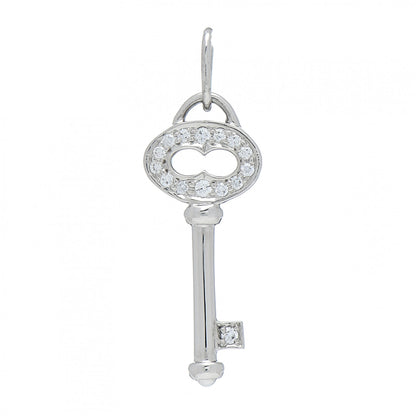 Tiffany Platinum Diamond Mini Oval Key Pendant 1 of 3