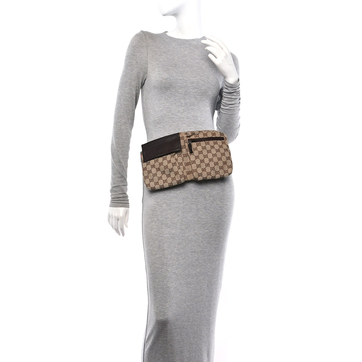 Monogram Web Belt Bag Dark Brown