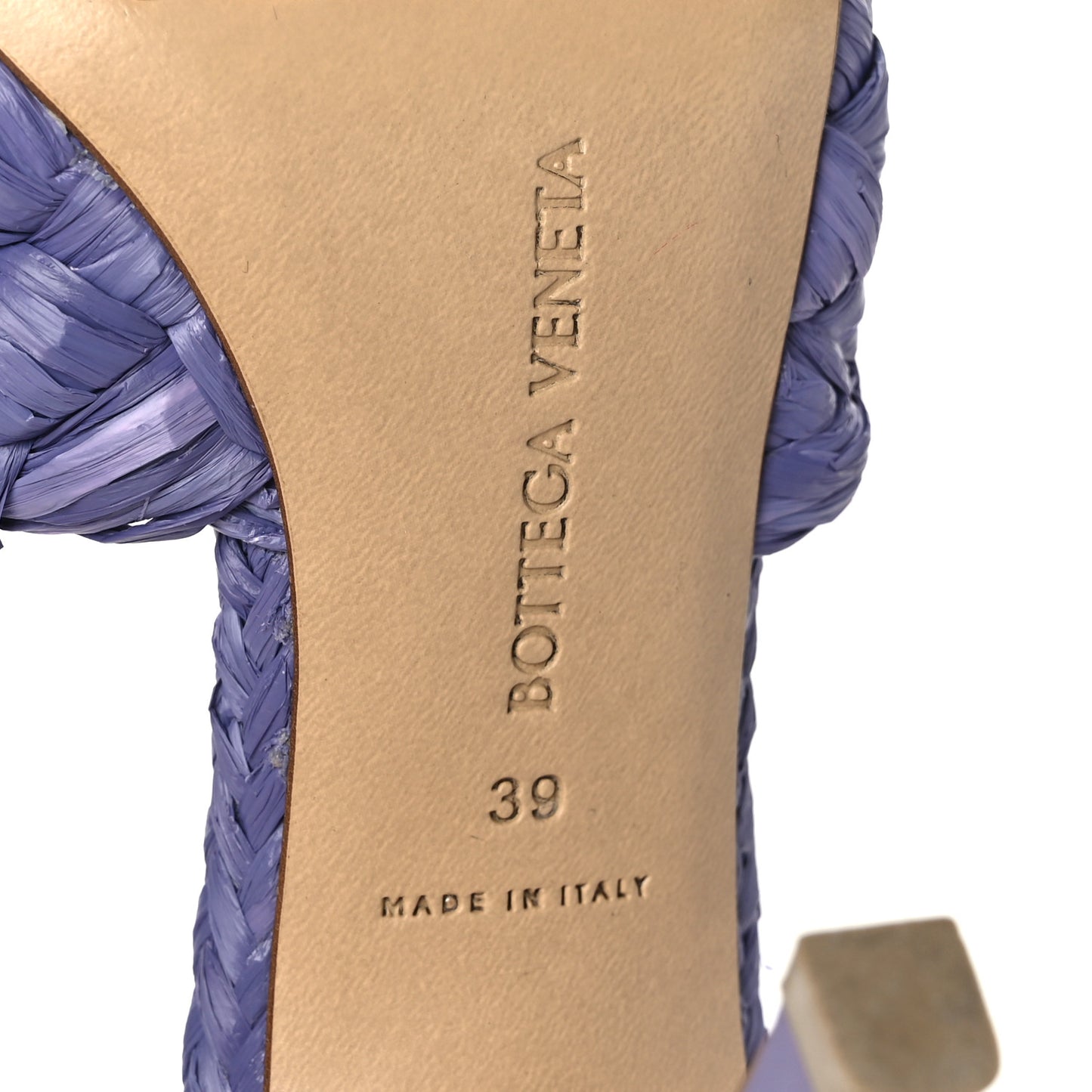 Raffia Twisted Intrecciato Stretch Mule Sandals 39 Lavender