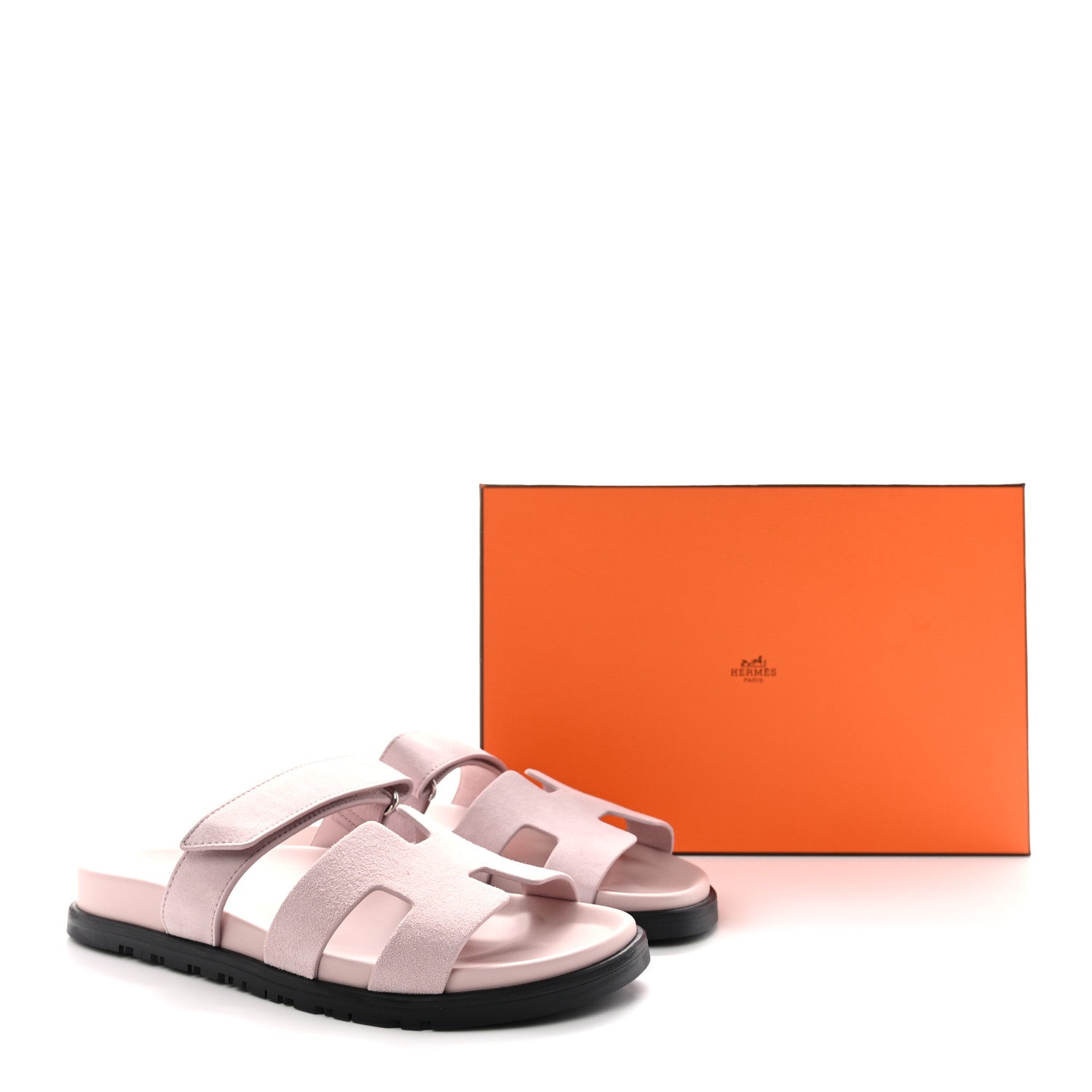 Hermes Suede Goatskin Womens Chypre Sandals 39 Rose Porcelaine 9 of 9
