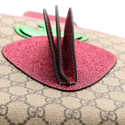 Gucci GG Supreme Monogram 3-D Strawberry Childrens Tote Beige Ebony Lotus Pink Fuxia Emerald 11 of 11