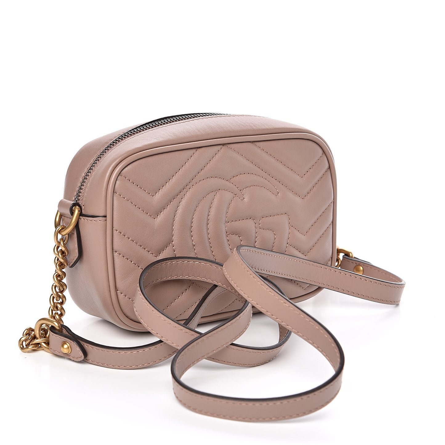 Calfskin Matelasse Mini GG Marmont Chain Shoulder Bag Porcelain Rose