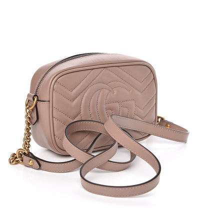 Gucci Calfskin Matelasse Mini GG Marmont Chain Shoulder Bag Porcelain Rose 3 of 10