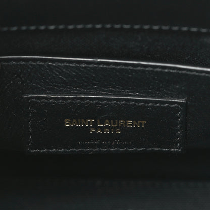Saint Laurent Calfskin Raffia Manhattan Nano Shopper Tote Naturale Black 6 of 8