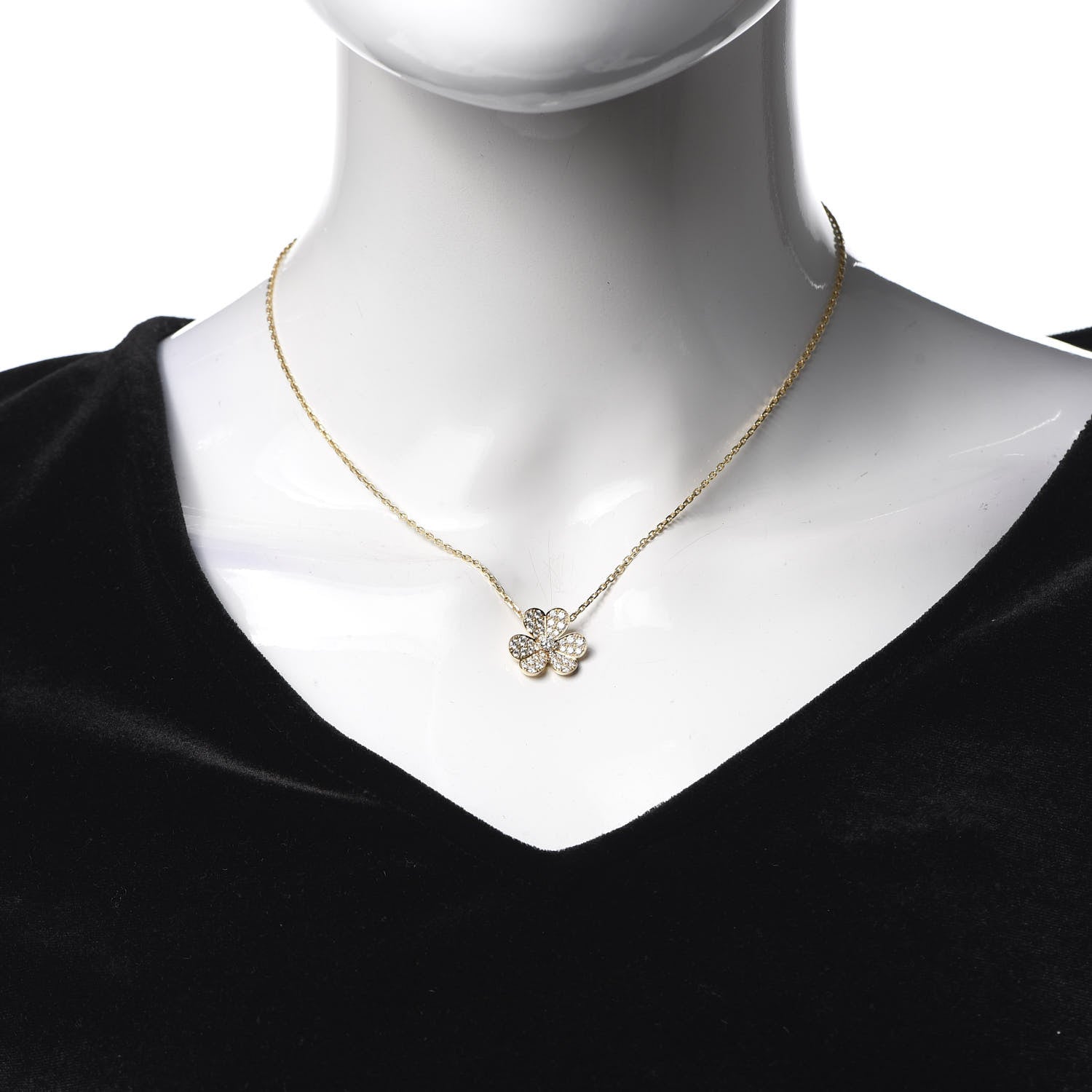 Van Cleef & Arpels 18K Yellow Gold Diamond Small Frivole Pendant Necklace 2 of 8