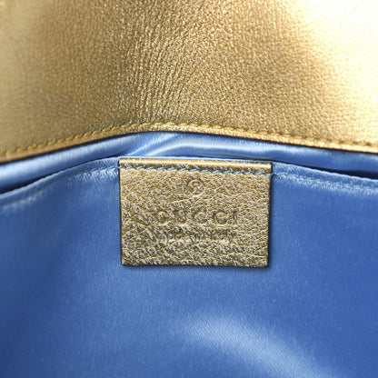 Gucci Metallic Calfskin Matelasse Mini GG Marmont Shoulder Bag Gold Pink 5 of 9