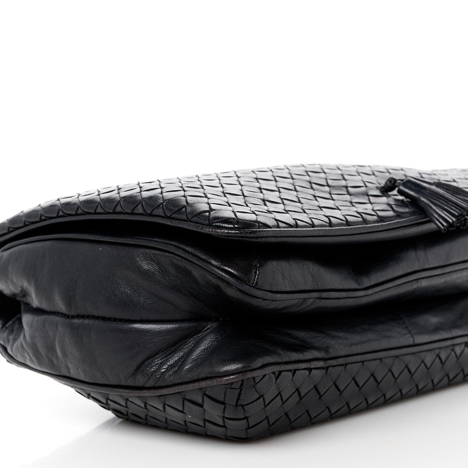 Bottega Veneta Nappa Intrecciato Flap Tassel Clutch Black 9 of 11